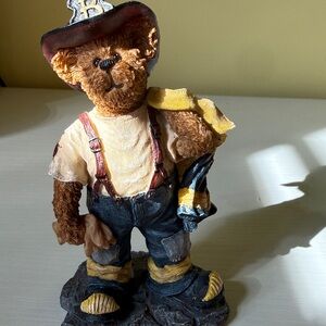 Boyds Bears Firefighter Bear Sculpture - Brown, Yellow, Black